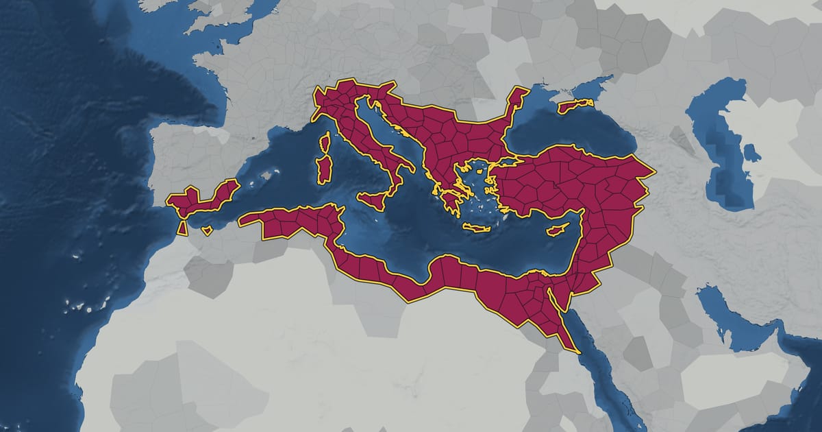 Map of the Byzantine Empire in AD 555, at its largest extent